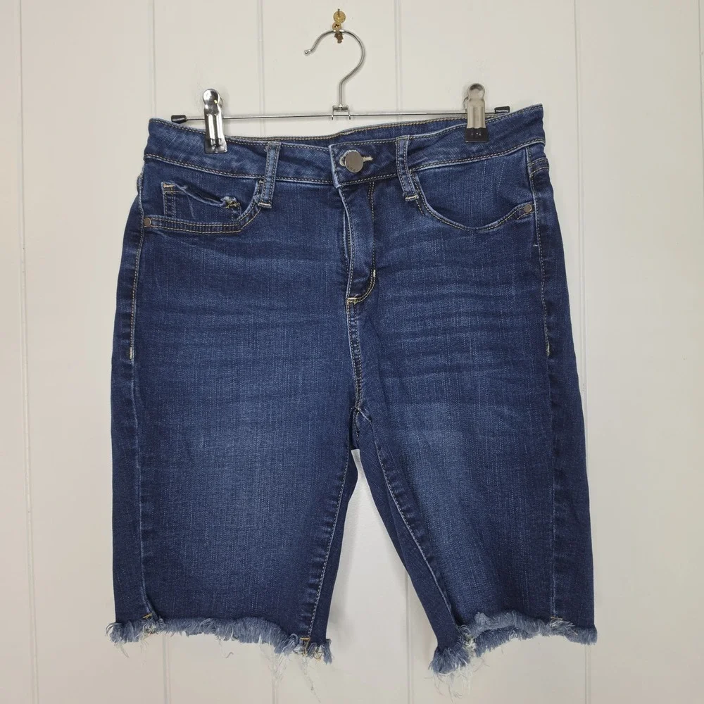 ana A New Approach Mid Rise Denim Size 4 Bermuda Shorts Raw Hem